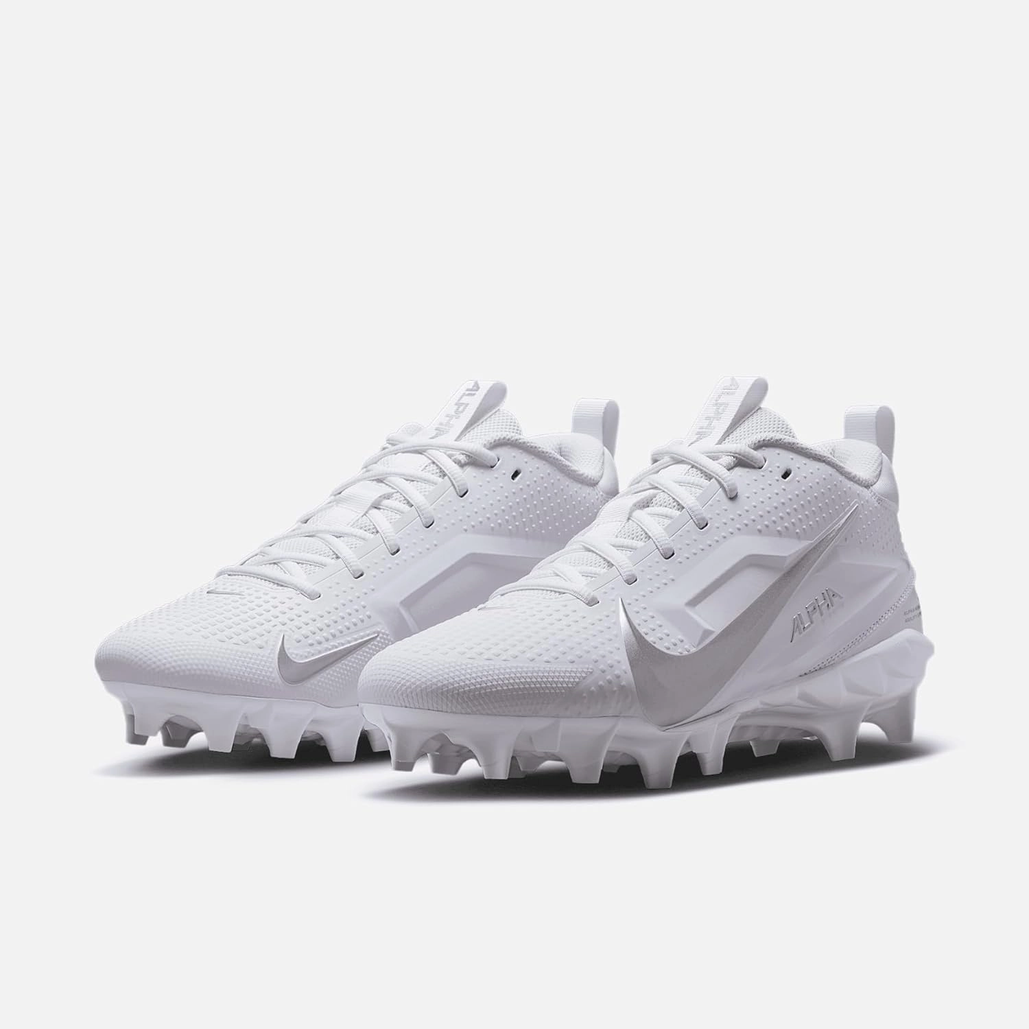 Nike Alpha Menace 4 Varsity Football Cleats (FN0027-101, White/Metallic Silver)