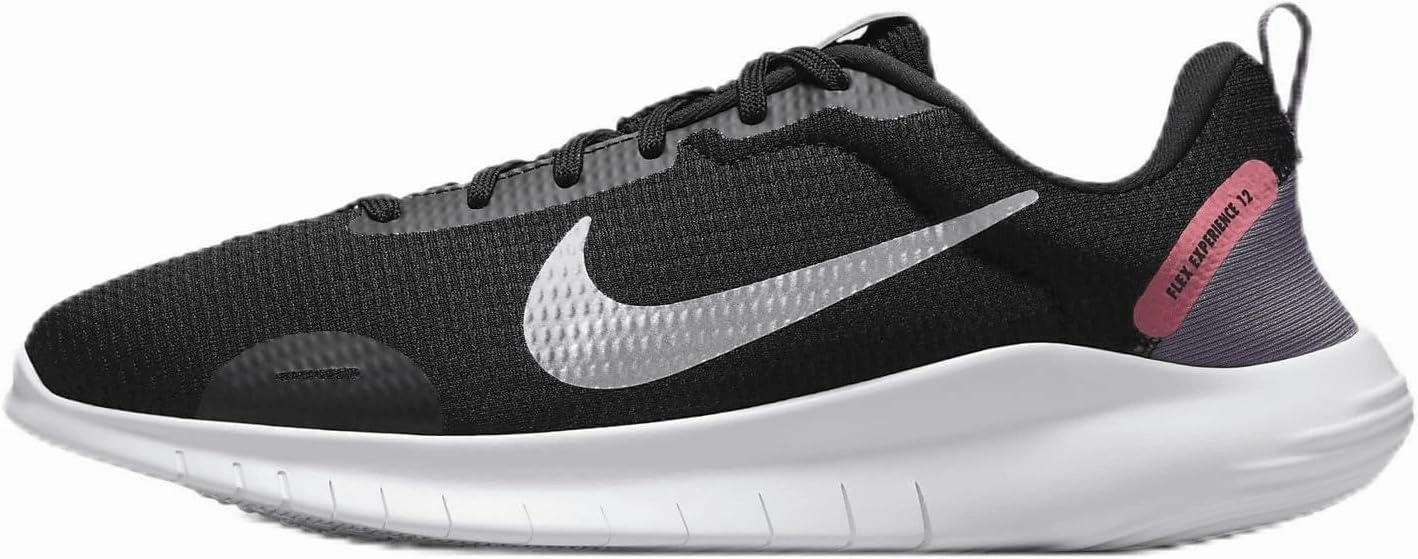 Nike Flex Experience Run 12 Women's Road Running Shoes (DV0746-005, Black/Daybreak/Bright Crimson/Metallic Silver) Size 6