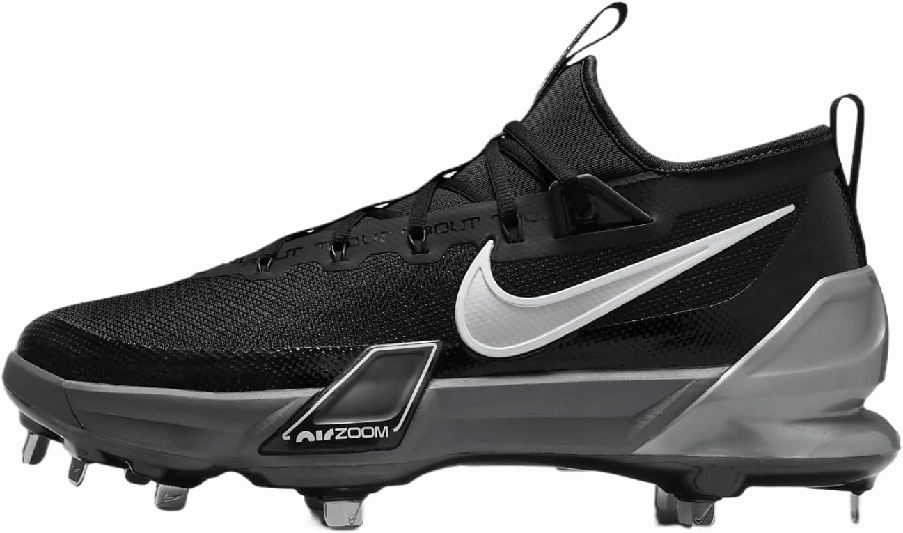 Nike Force Zoom Trout 9 Elite Baseball Cleats (FB2906-003, Black/Anthracite/White/Metallic Silver) Size 10