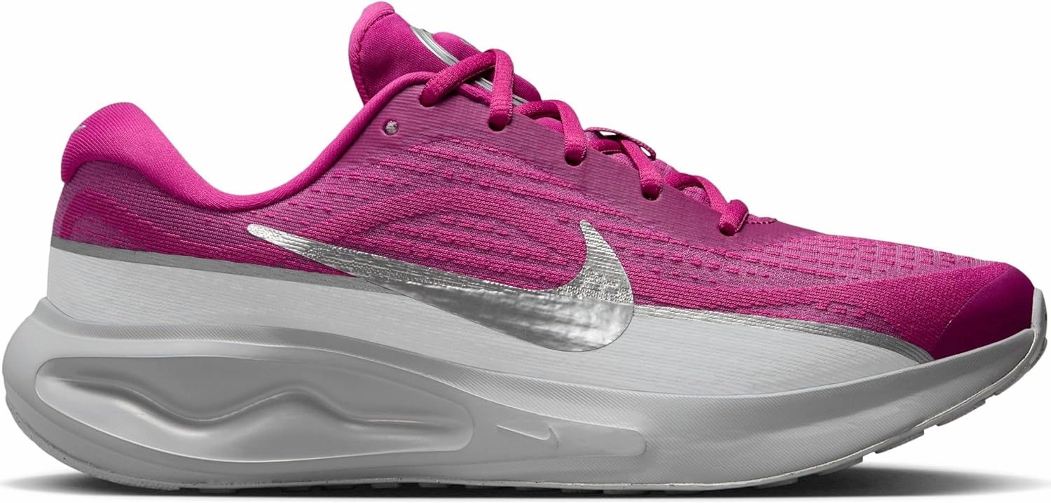 Nike Journey Run PRM Women's Road Running Shoes (FZ3090-500, Hot Fuchsia/Wolf Grey/Metallic Silver)