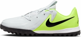 Nike Jr. Phantom GX 2 Academy Little/Big Kids' TF Soccer Shoes (FJ2608-003, Metallic Silver/Volt/Black)
