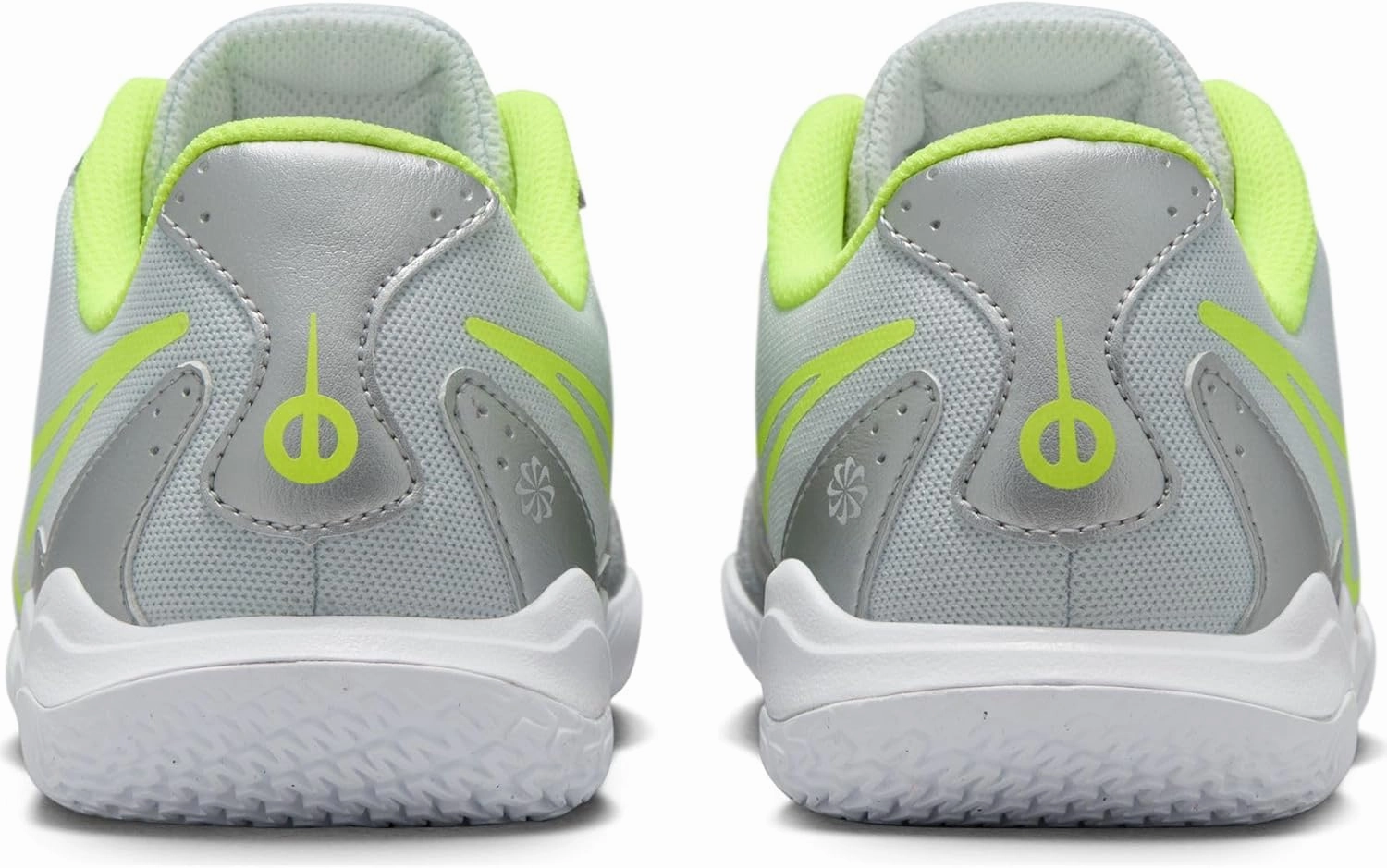 Nike Jr. Tiempo Legend 10 Academy Little/Big Kids' Indoor/Court Low-Top Soccer Shoes (DV4350-001, Metallic Silver/Volt/Black)