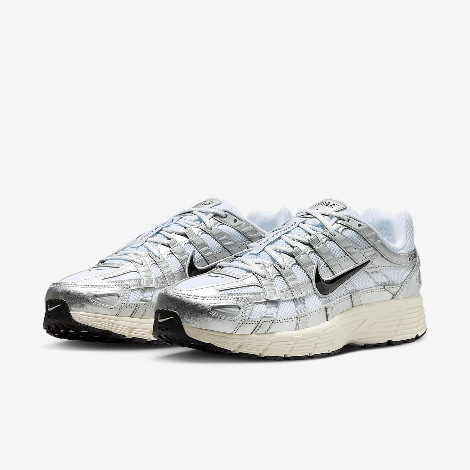 Nike P-6000 Shoes (CD6404-105, White/Metallic Silver/Flat Silver/Black)