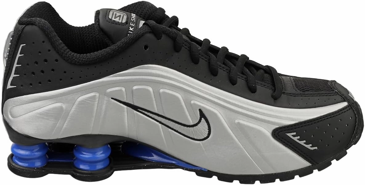 Nike Shox R4 Shoes (AR3565-006, Black/Racer Blue/Metallic Silver)