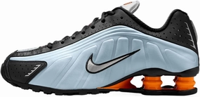 Nike Shox R4 Women's Shoes (AR3565-401, Blue Tint/Total Orange/Black/Metallic Silver)