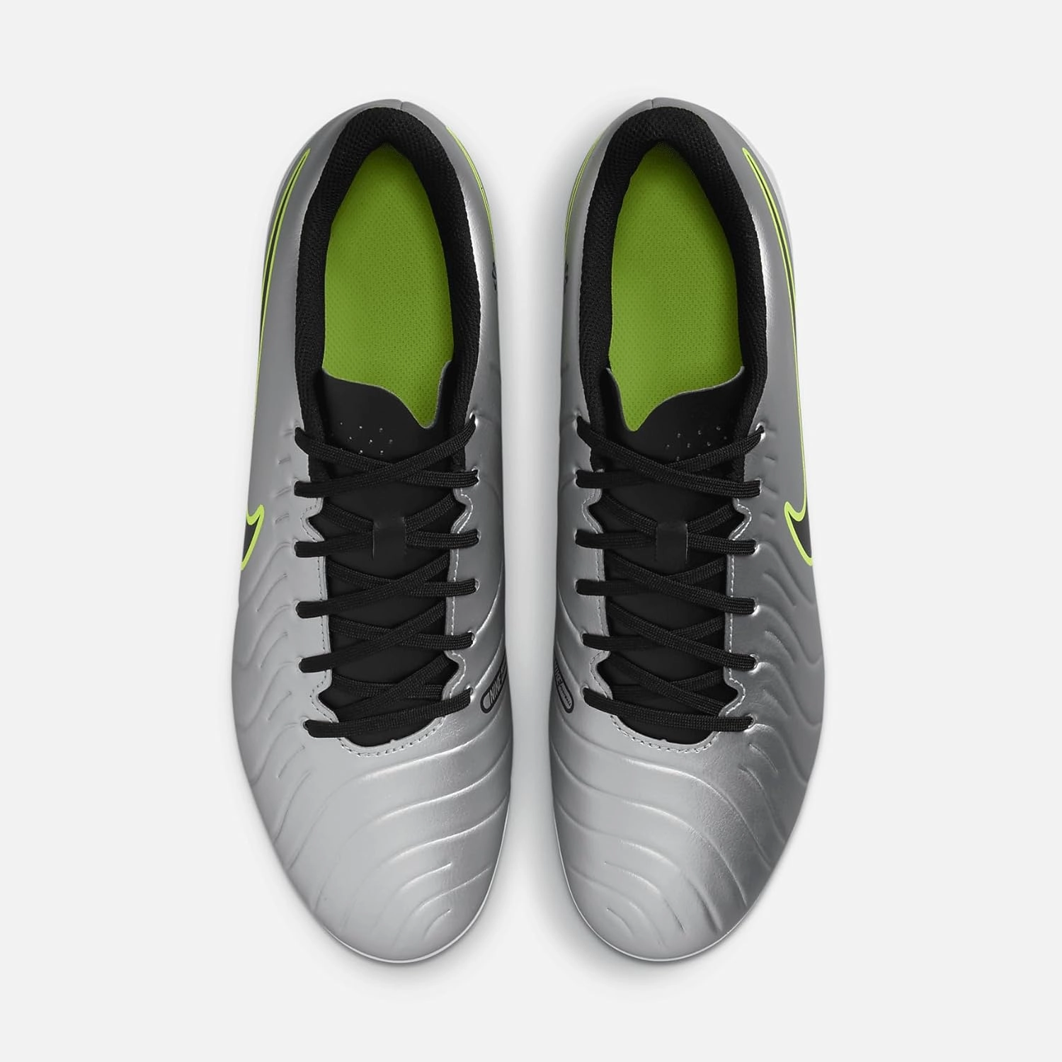 Nike Tiempo Legend 10 Club Multi-Ground Low-Top Soccer Cleats (DV4344-001, Metallic Silver/Volt/Black)