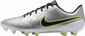 Nike Tiempo Legend 10 Club Multi-Ground Low-Top Soccer Cleats (DV4344-001, Metallic Silver/Volt/Black)