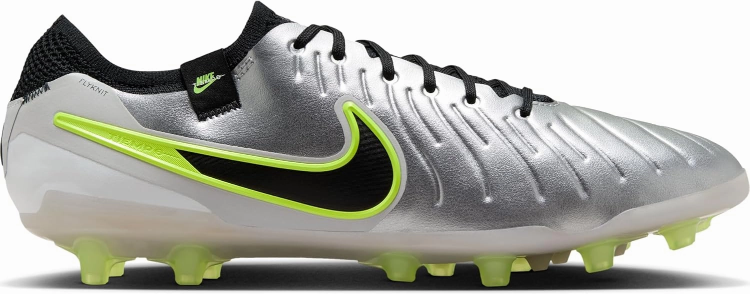 Nike Tiempo Legend 10 Elite Artificial-Grass Soccer Cleats (DV4330-001, Metallic Silver/Volt/Black)