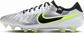 Nike Tiempo Legend 10 Elite Firm-Ground Low-Top Soccer Cleats (DV4328-001, Metallic Silver/Volt/Black) Size 11