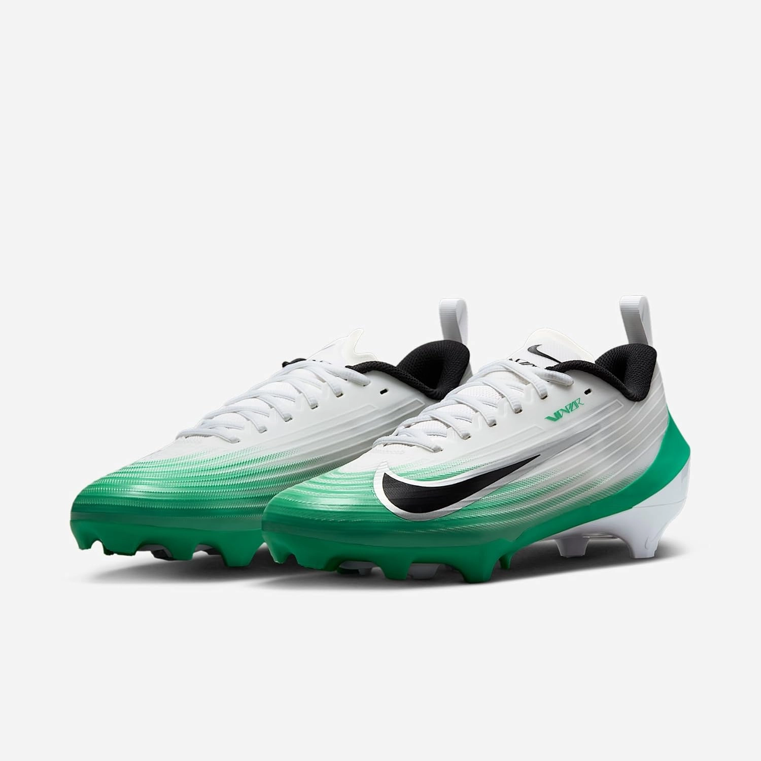Nike Vapor Speed 3 Football Cleats (HM8849-100, White/Stadium Green/Metallic Silver/Black) Size 12.5