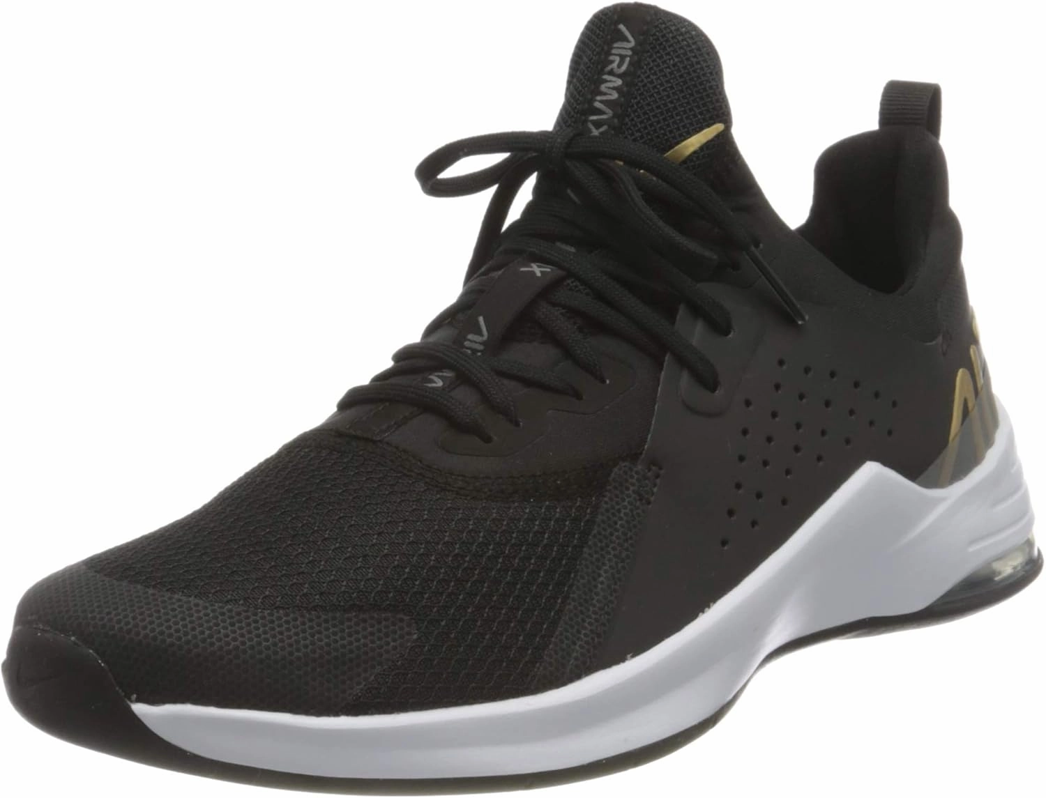 Nike Women's Air Max Bella Tr 3 Sneaker, Black/Metallic Gold-flat Pewter-white, 6