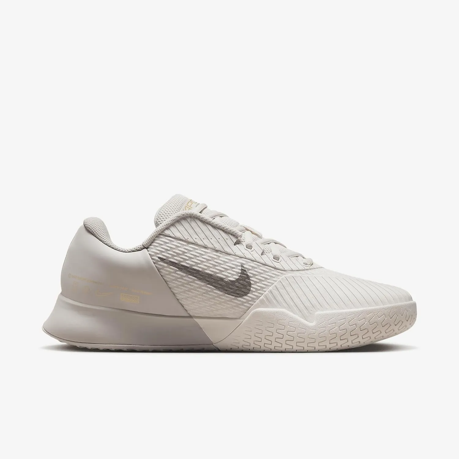 NikeCourt Vapor Pro 2 Premium Men's Hard Court Tennis Shoes (FZ1249-001, Phantom/College Grey/Metallic Gold)