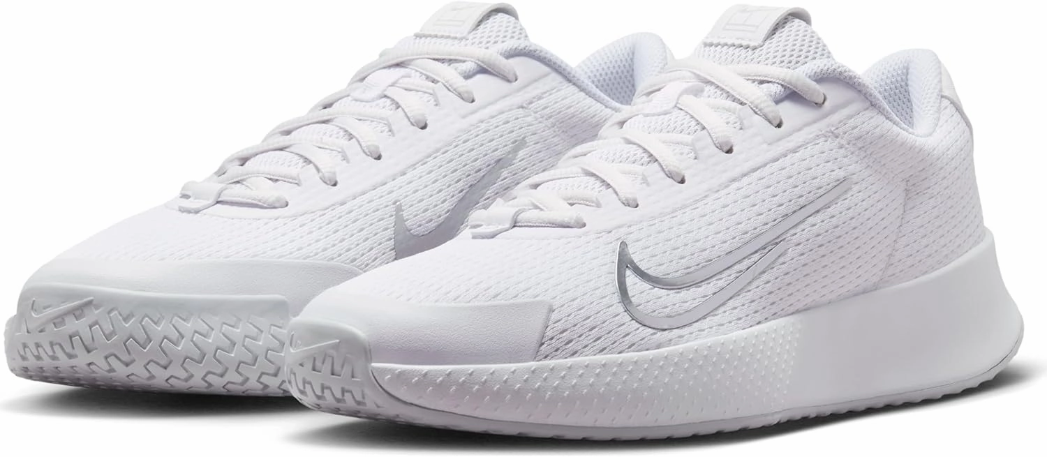 NikeCourt Vapor Lite 2 Women's Hard Court Tennis Shoes (DV2019-101, White/Metallic Silver-Pure Platinum)