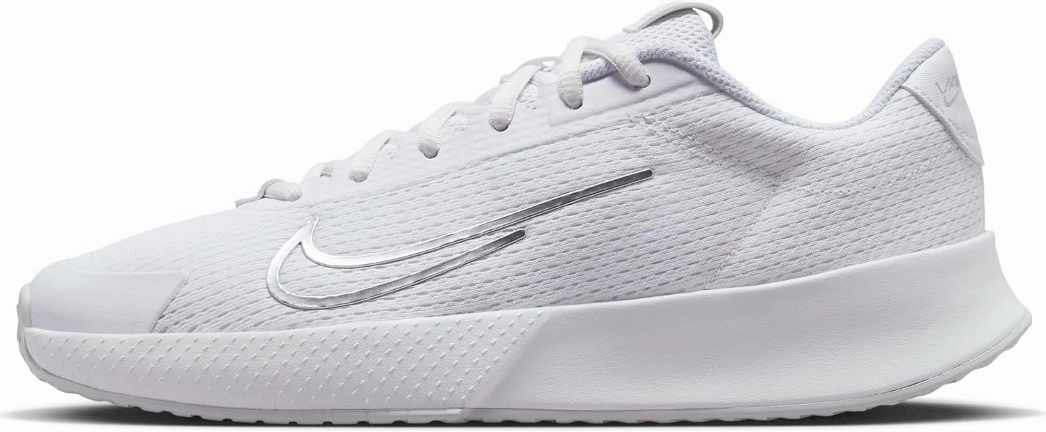NikeCourt Vapor Lite 2 Women's Hard Court Tennis Shoes (DV2019-101, White/Metallic Silver-Pure Platinum)