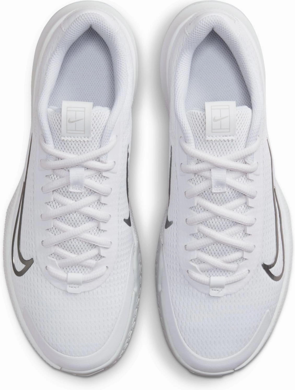 NikeCourt Vapor Lite 2 Women's Hard Court Tennis Shoes (DV2019-101, White/Metallic Silver-Pure Platinum)