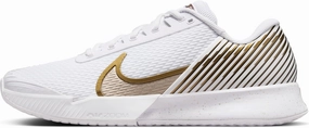 NikeCourt Vapor Pro 2 Men's Hard Court Tennis Shoes (HF3632-100, White/Grand Purple/Metallic Gold Grain) Size 7