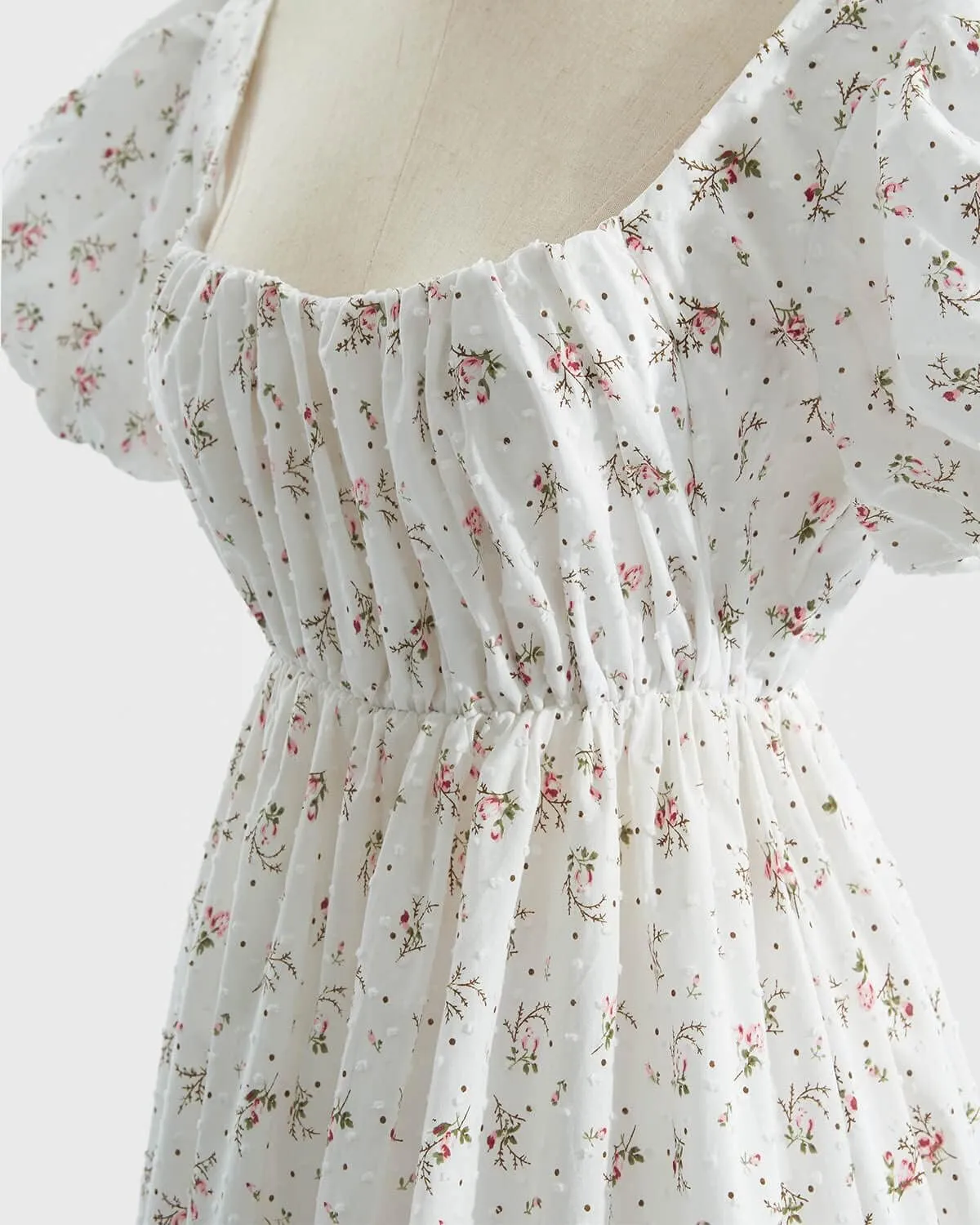 Nuoqi Regency Dresses for Women Floral Regency Era Dress Empire Waist Long Tea Party Dress