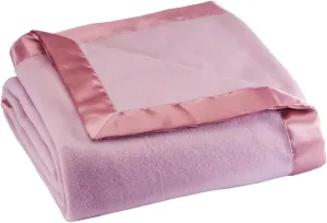 OakRidge Satin Fleece Blanket, Full/Queen, Twin or King Size – 100% Polyester Lightweight Fabric and Cozy Satin Binding Edges in Tightly Folding Travel Blanket, Rose