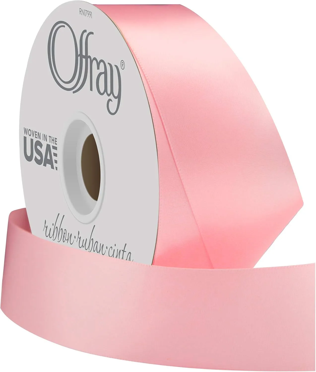 Offray 1.5" Wide Double Face Satin Ribbon LightPink50Yds, 50 Yards, Light Pink