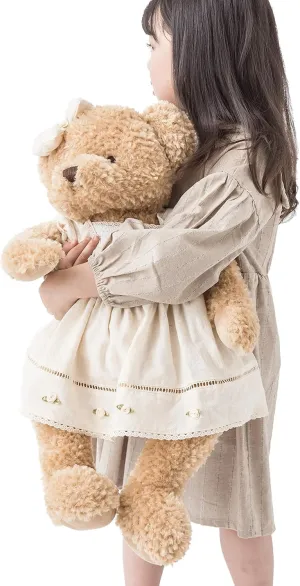 Oitscute Big Baby Teddy Bear with Cloth Cute Stuffed Animal Soft Plush Toy 25" (White&Brown)