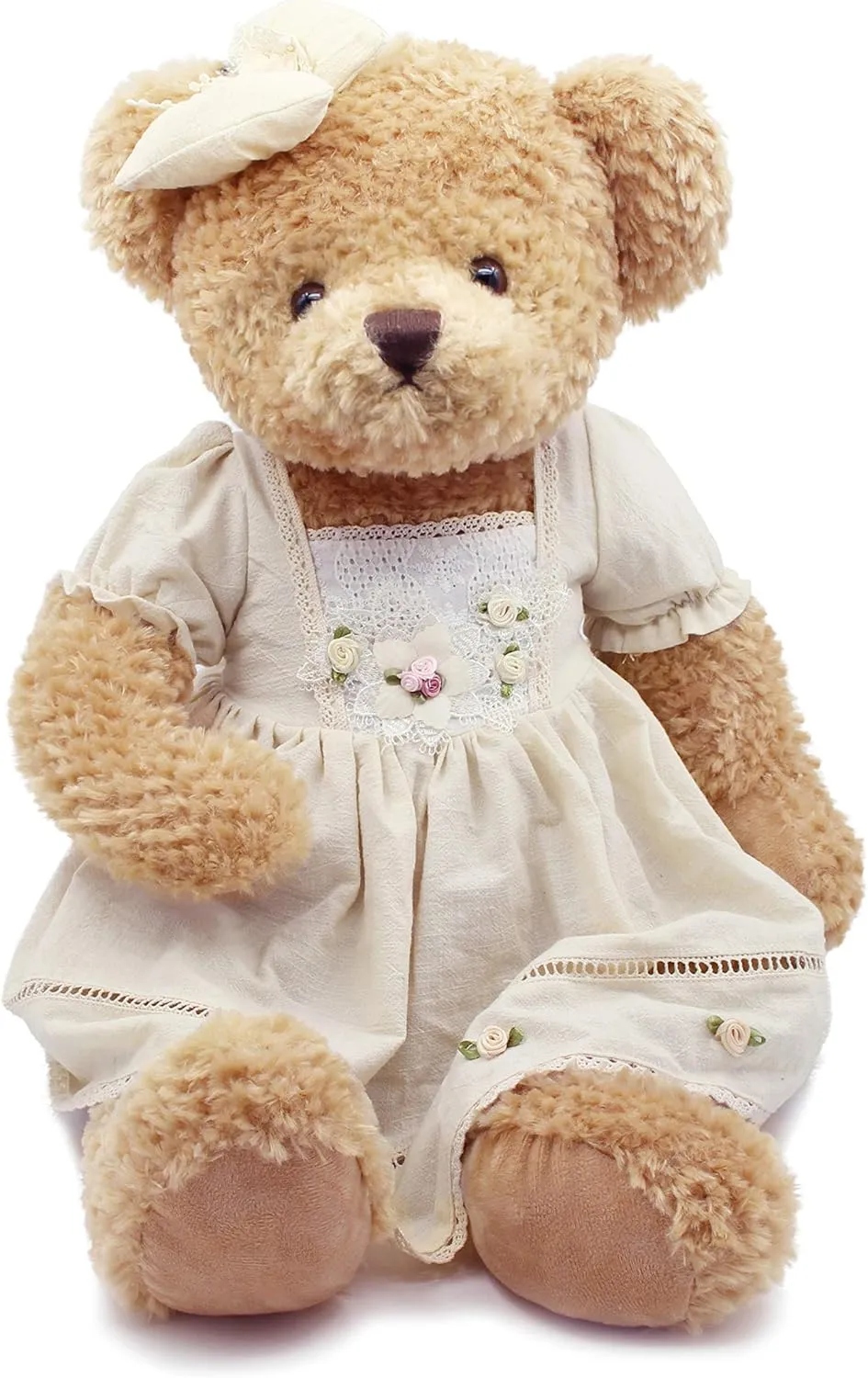 Oitscute Big Baby Teddy Bear with Cloth Cute Stuffed Animal Soft Plush Toy 25" (White&Brown)