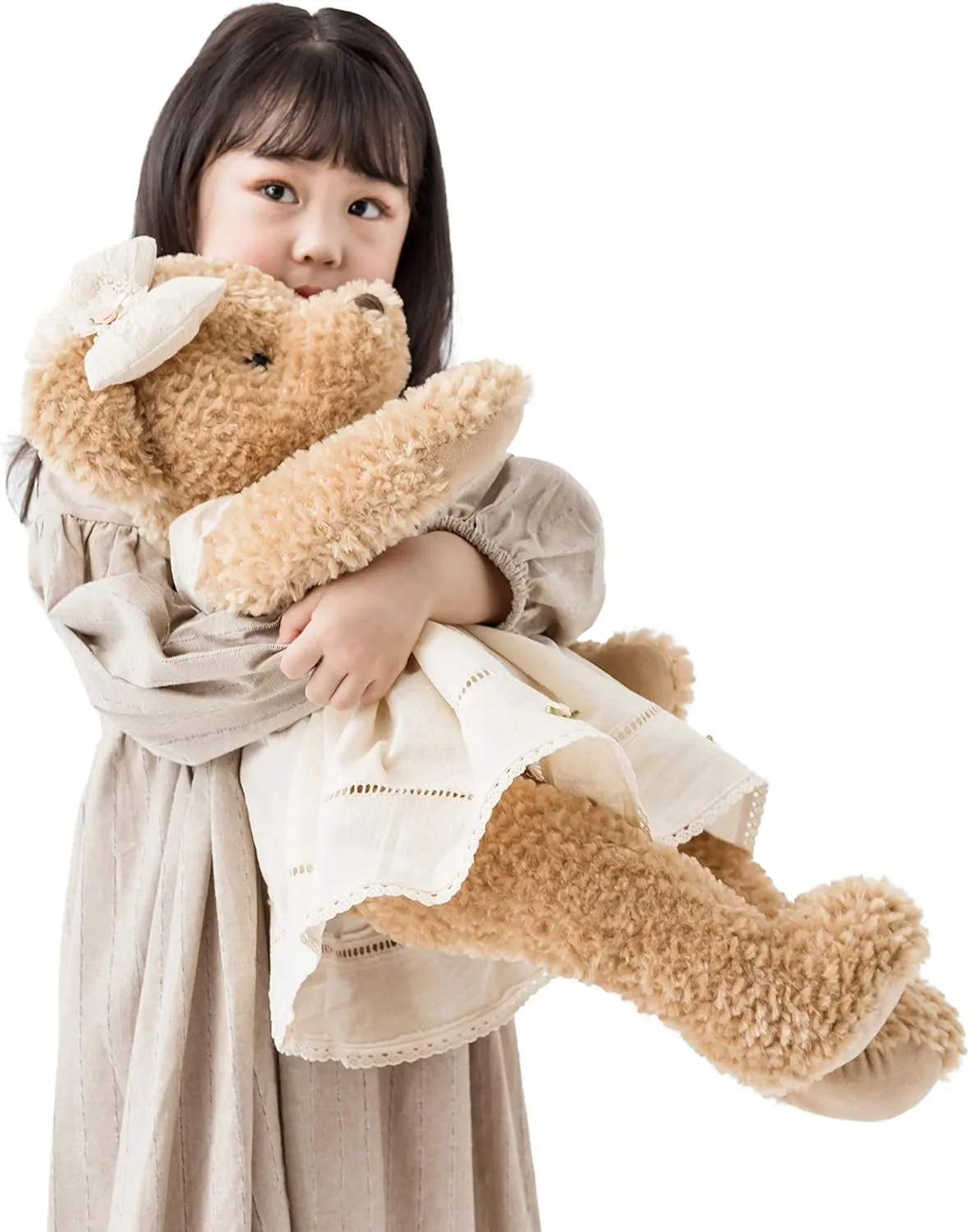 Oitscute Big Baby Teddy Bear with Cloth Cute Stuffed Animal Soft Plush Toy 25" (White&Brown)