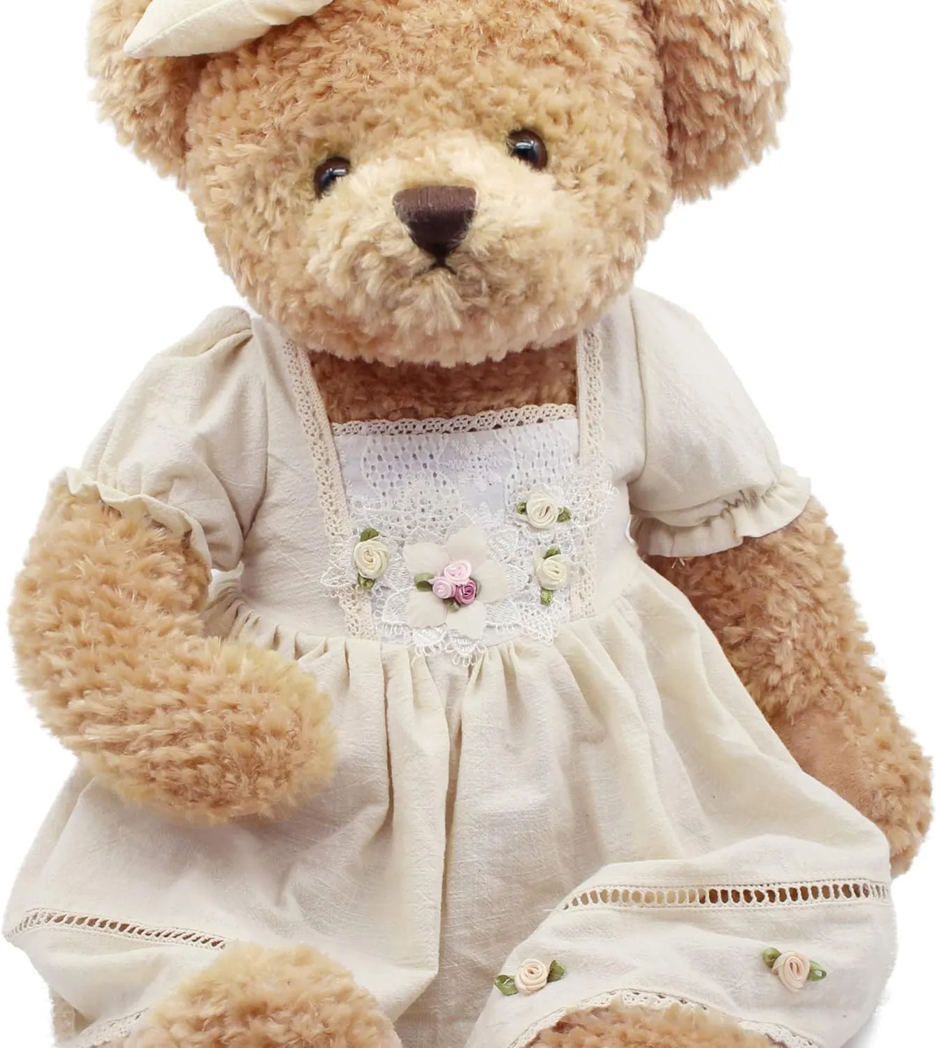 Oitscute Big Baby Teddy Bear with Cloth Cute Stuffed Animal Soft Plush Toy 25" (White&Brown)