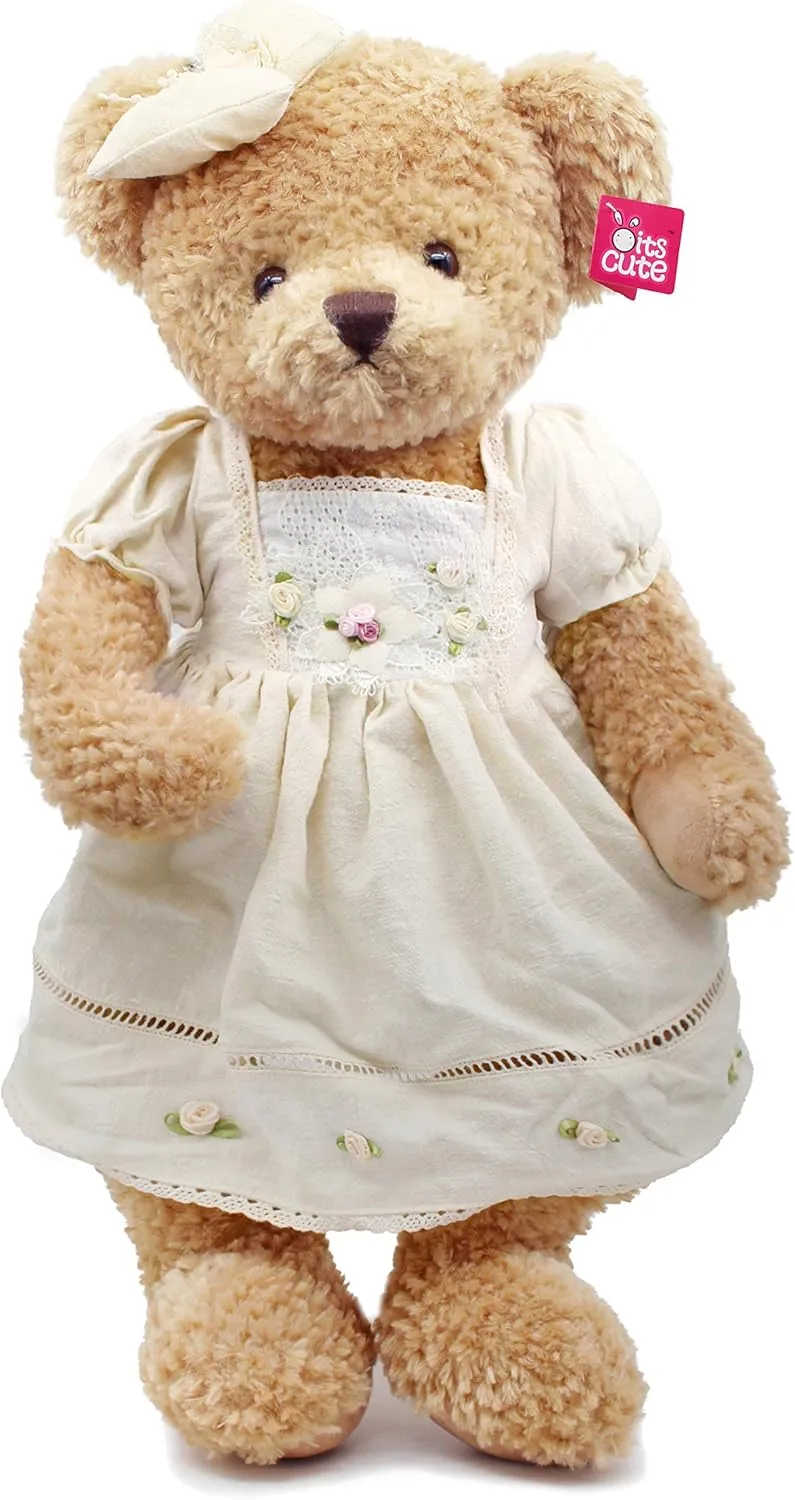 Oitscute Big Baby Teddy Bear with Cloth Cute Stuffed Animal Soft Plush Toy 25" (White&Brown)