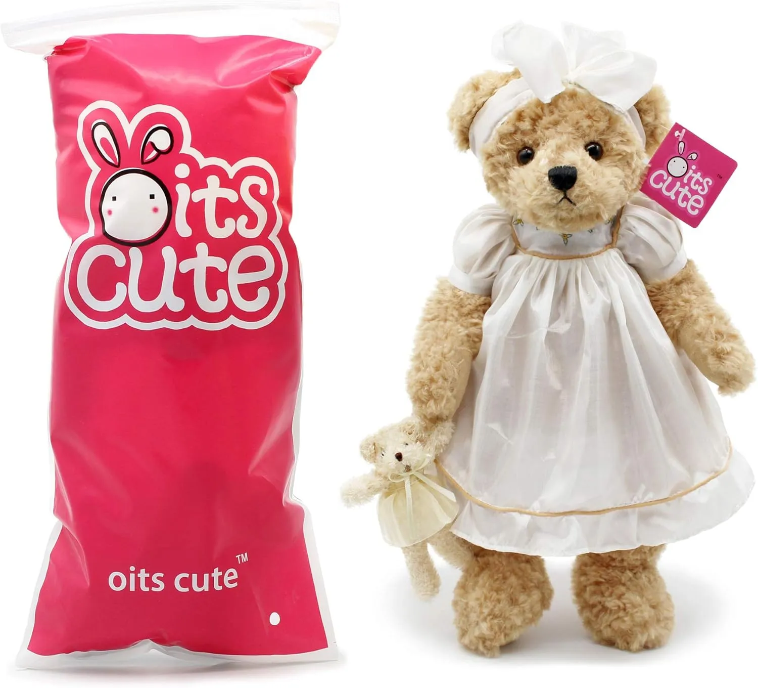 oitscute Teddy Bears Baby Cute Soft Plush Stuffed Animal Toy for Girl Women 16" (White Lace)