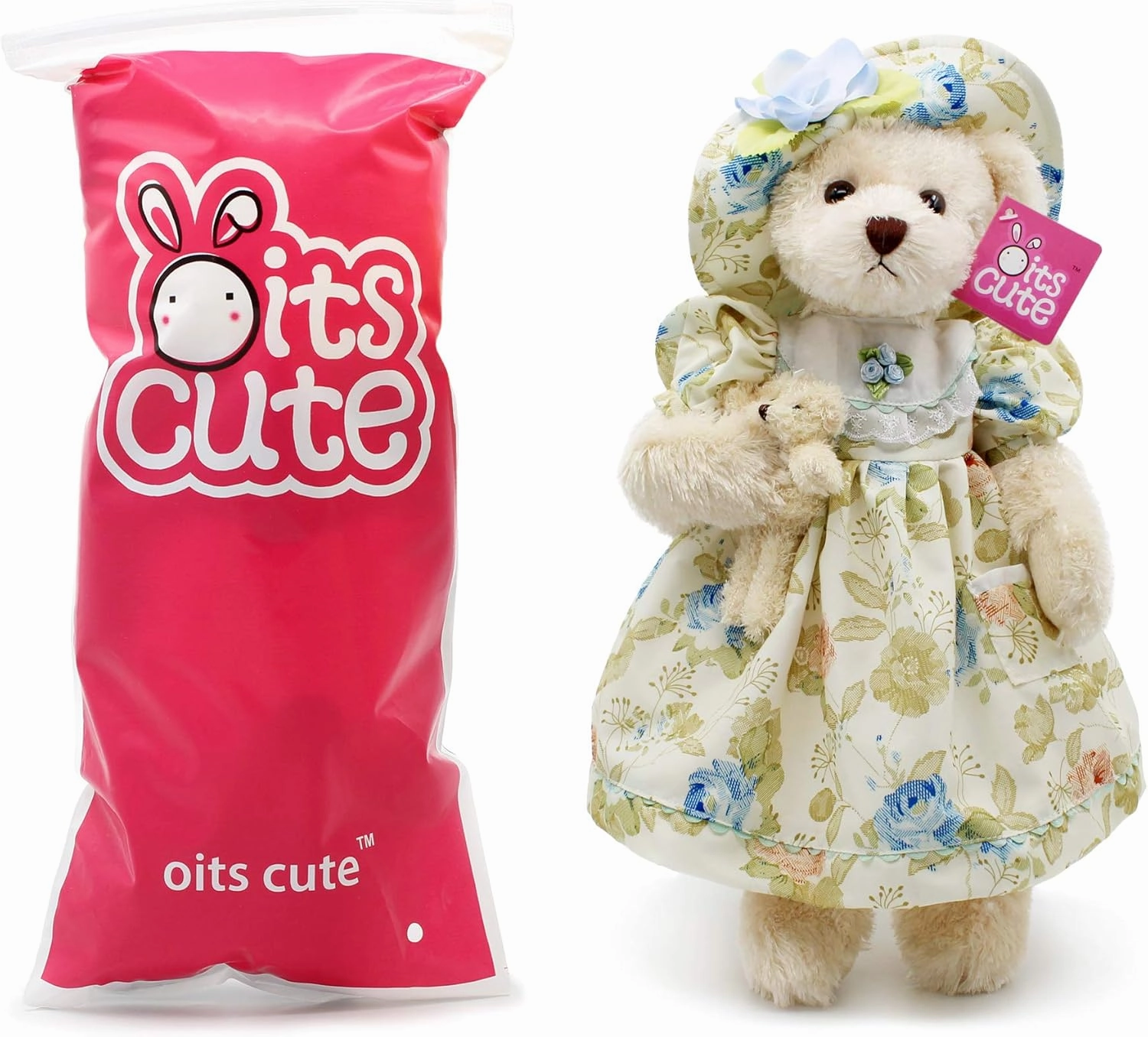 oitscute Teddy Bears Baby Cute Soft Plush Stuffed Animal Toy for Girl Women 16" (Green Flower)