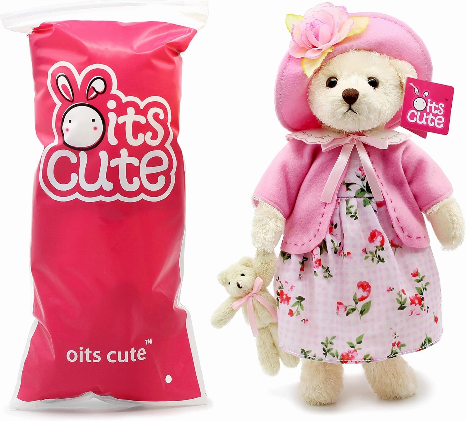 oitscute Teddy Bears Baby Cute Soft Plush Stuffed Animal Toy for Girl Women 16" (Pink Flower Pastoral Style)