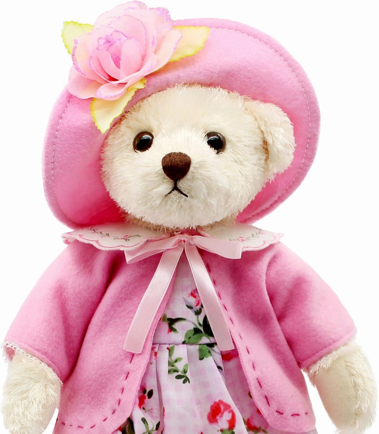 oitscute Teddy Bears Baby Cute Soft Plush Stuffed Animal Toy for Girl Women 16" (Pink Flower Pastoral Style)