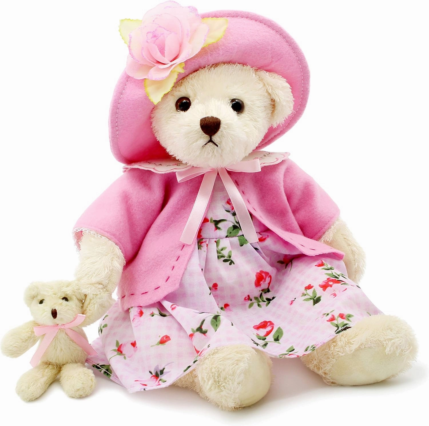 oitscute Teddy Bears Baby Cute Soft Plush Stuffed Animal Toy for Girl Women 16" (Pink Flower Pastoral Style)