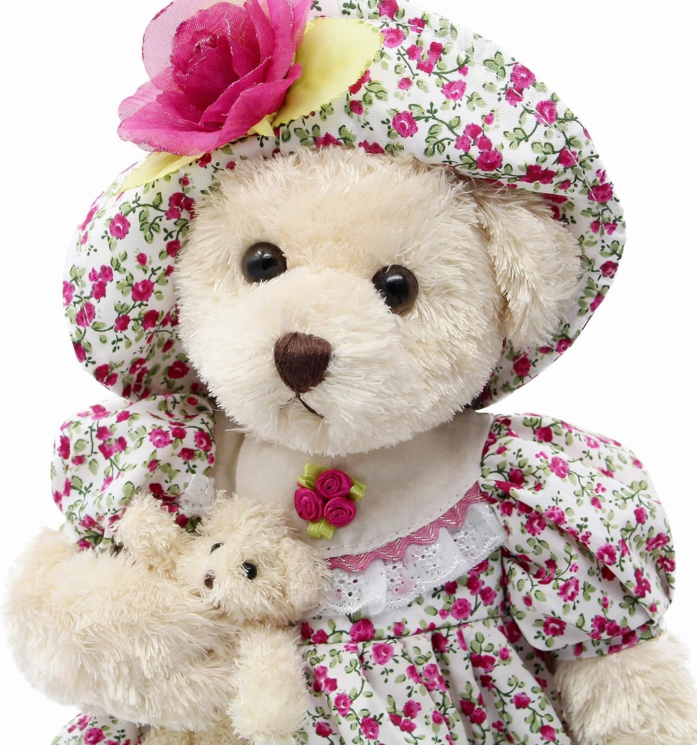 oitscute Teddy Bears Baby Cute Soft Plush Stuffed Animal Toy for Girl Women 16" (Red Flower)