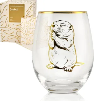 Onebttl Otter Themed Gifts for Women, 18oz Stemless Wine Glass With Gift Box and Message Card - Birthday Gift for Otter Lovers