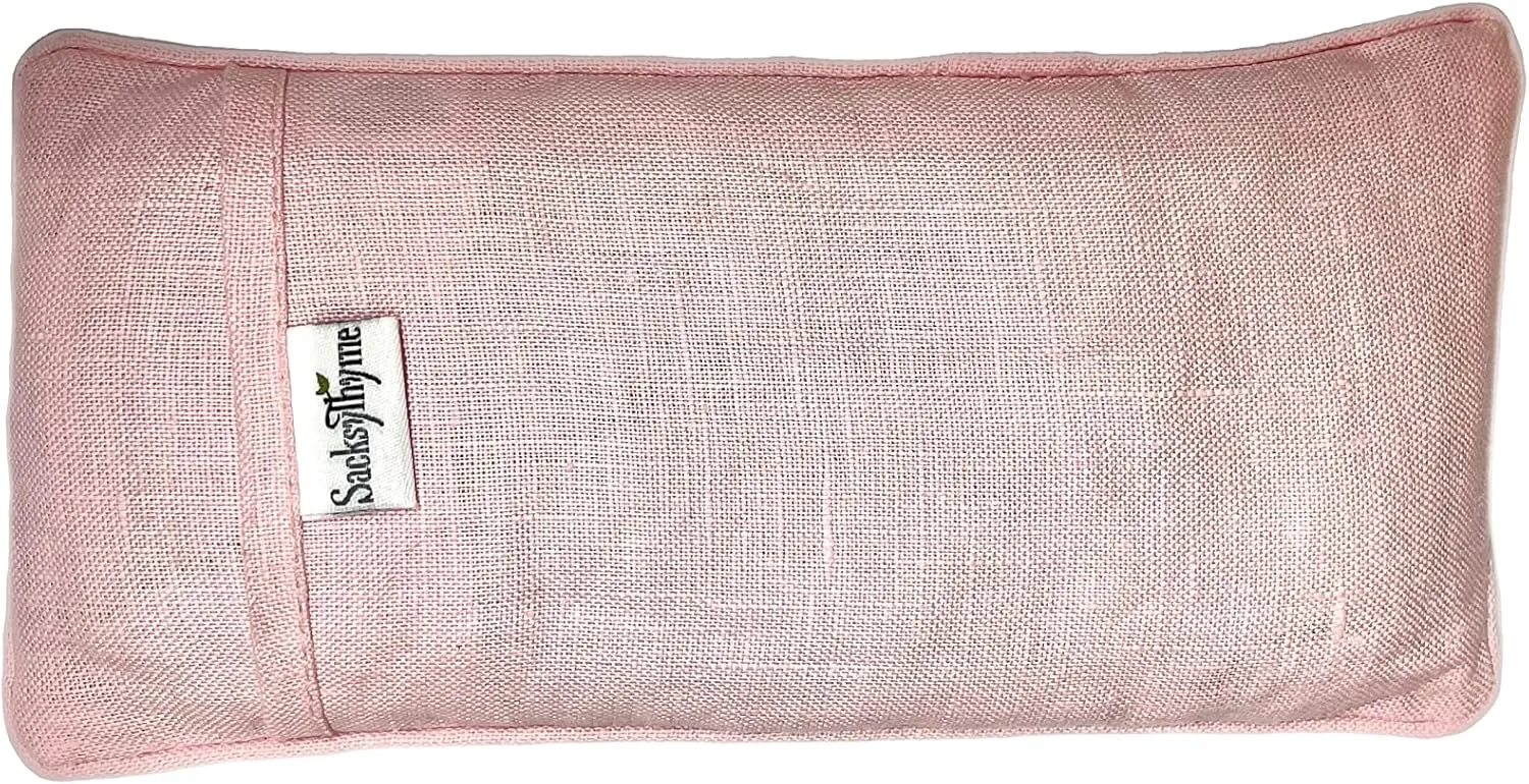 Organic Linen Eye Pillow - Lavender & Flaxseed for Relaxation, Yoga, Stress Relief - Microwavable Heating Pad & Cool Compress - Made in USA - Gifts for Meditation