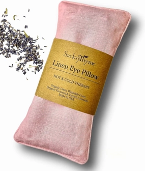 Organic Linen Eye Pillow - Lavender & Flaxseed for Relaxation, Yoga, Stress Relief - Microwavable Heating Pad & Cool Compress - Made in USA - Gifts for Meditation - (Lavender)