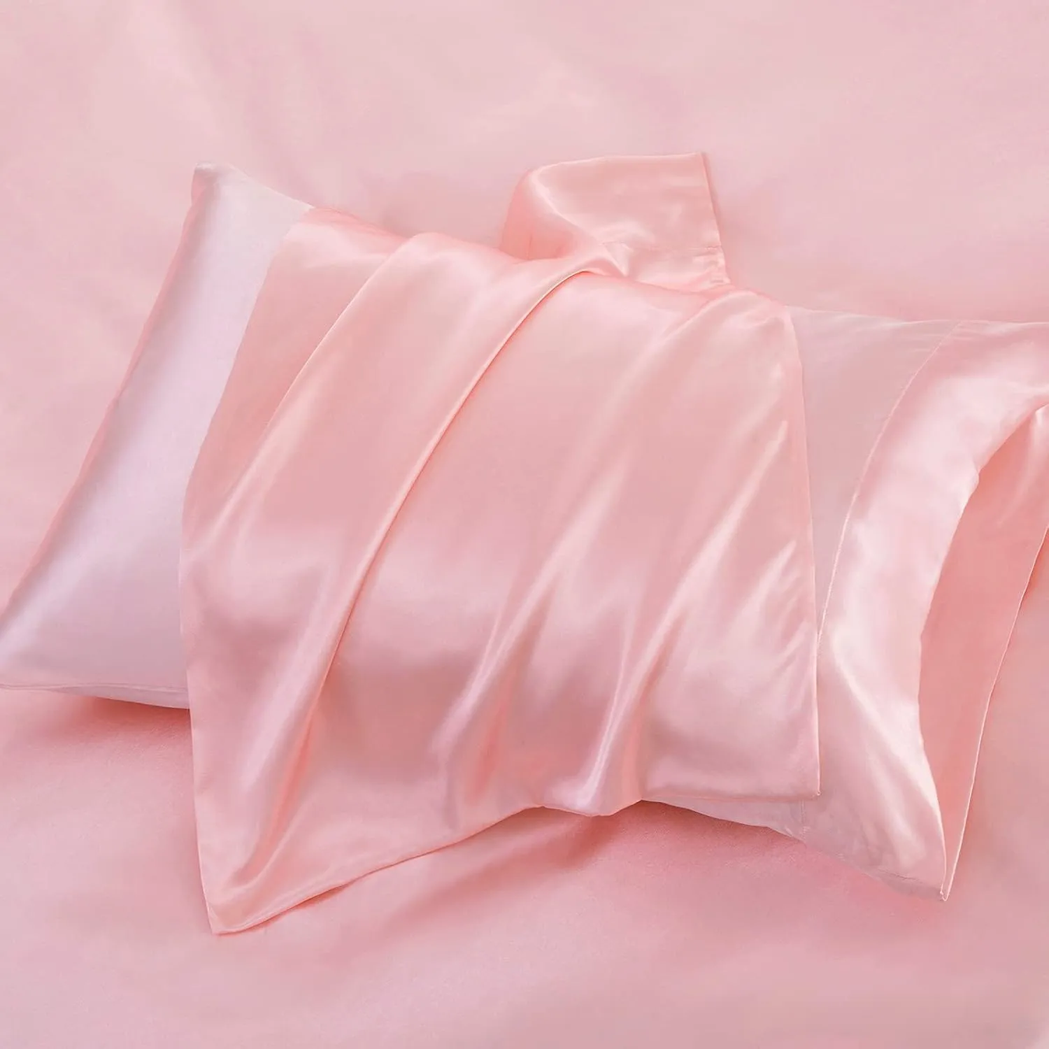 P Pothuiny 6 Pieces Full Satin Sheets Luxury Silky Blush Pink Satin Bedding Sheet Set, 1 Deep Pocket Fitted Sheet   1 Flat Sheet   4 Pillow Cases