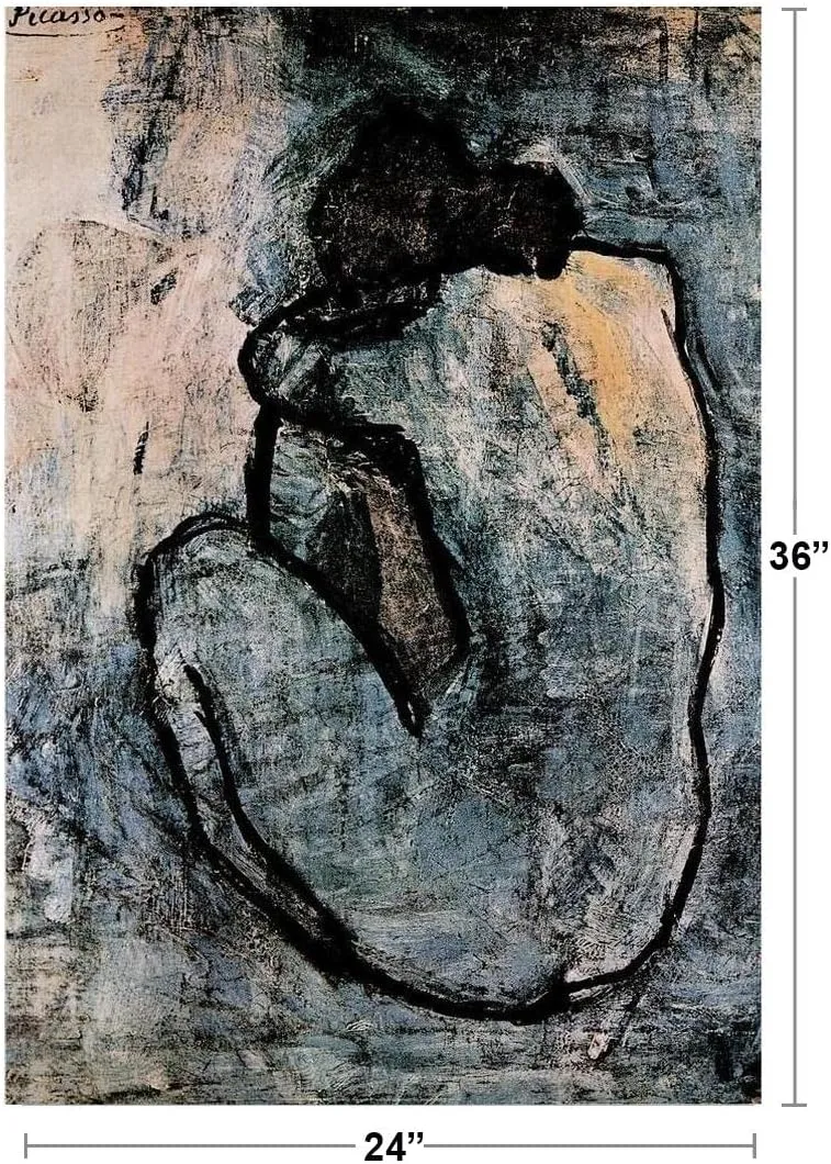Pablo Picasso Blue Nude 1902 Painting Fine Art Artwork Artist In Mourning Somber Impressionist Painting Cool Wall Art Print Poster 24x36