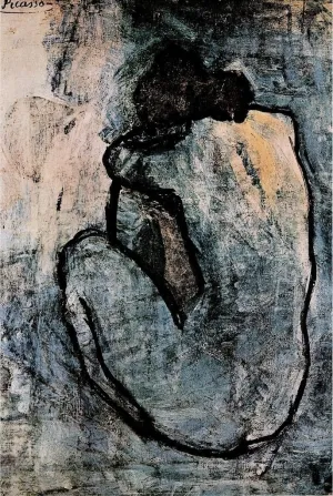 Pablo Picasso Blue Nude 1902 Painting Fine Art Artwork Artist In Mourning Somber Impressionist Painting Cool Wall Art Print Poster 24x36