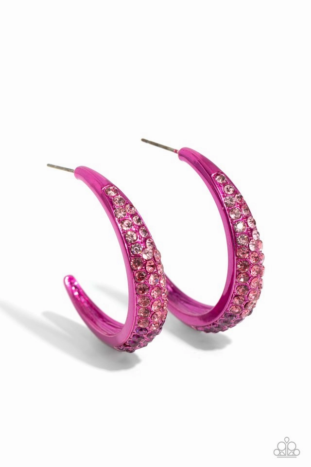 Paparazzi Earring ~ Obsessed with Ombré - Pink
