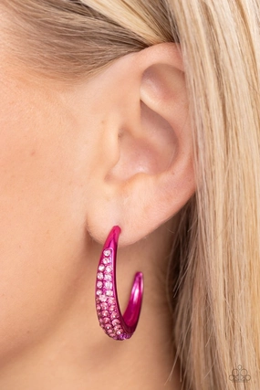 Paparazzi Earring ~ Obsessed with Ombré - Pink