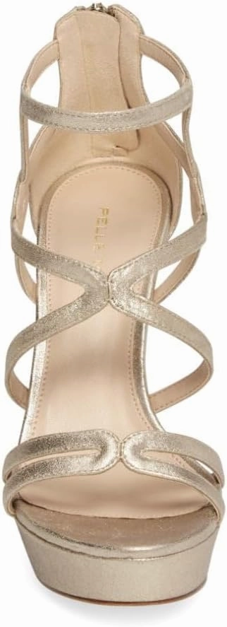 Pelle Moda Olympic Metallic Kid Suede Platinum Gold Sandals
