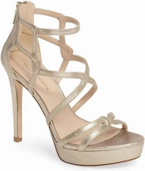 Pelle Moda Olympic Metallic Kid Suede Platinum Gold Sandals