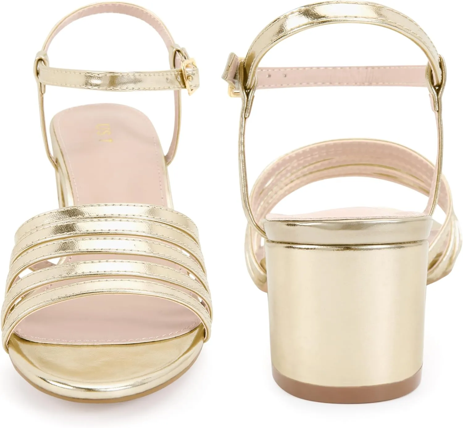 Perphy Strappy Open Toe Gladiator Block Heel Metallic Sandal for Women