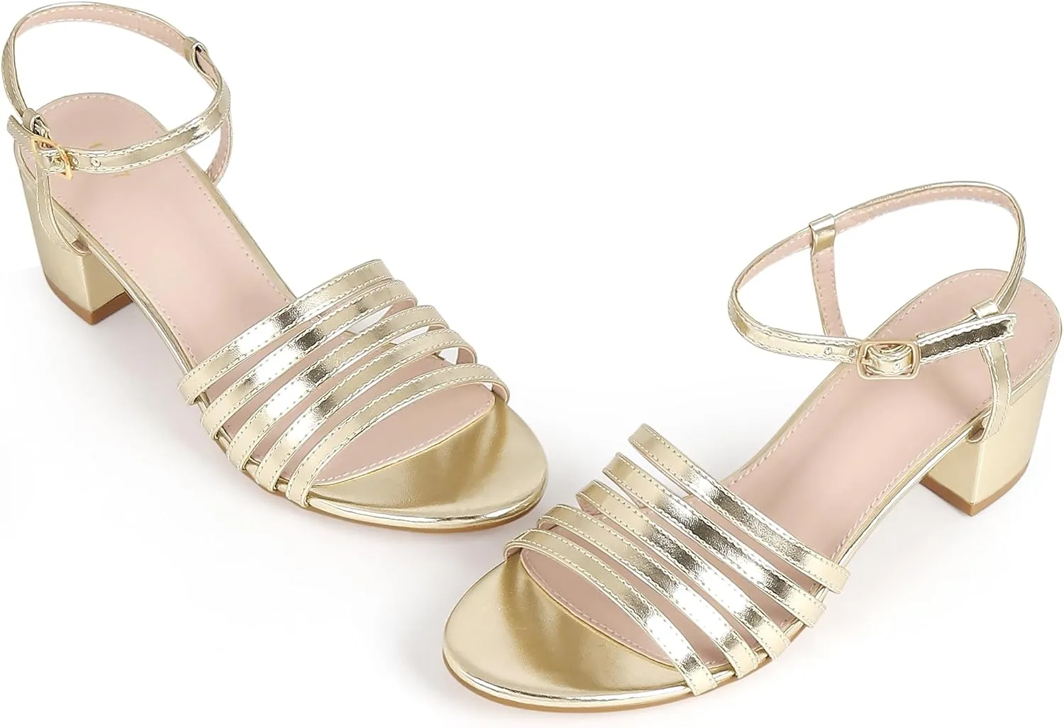Perphy Strappy Open Toe Gladiator Block Heel Metallic Sandal for Women