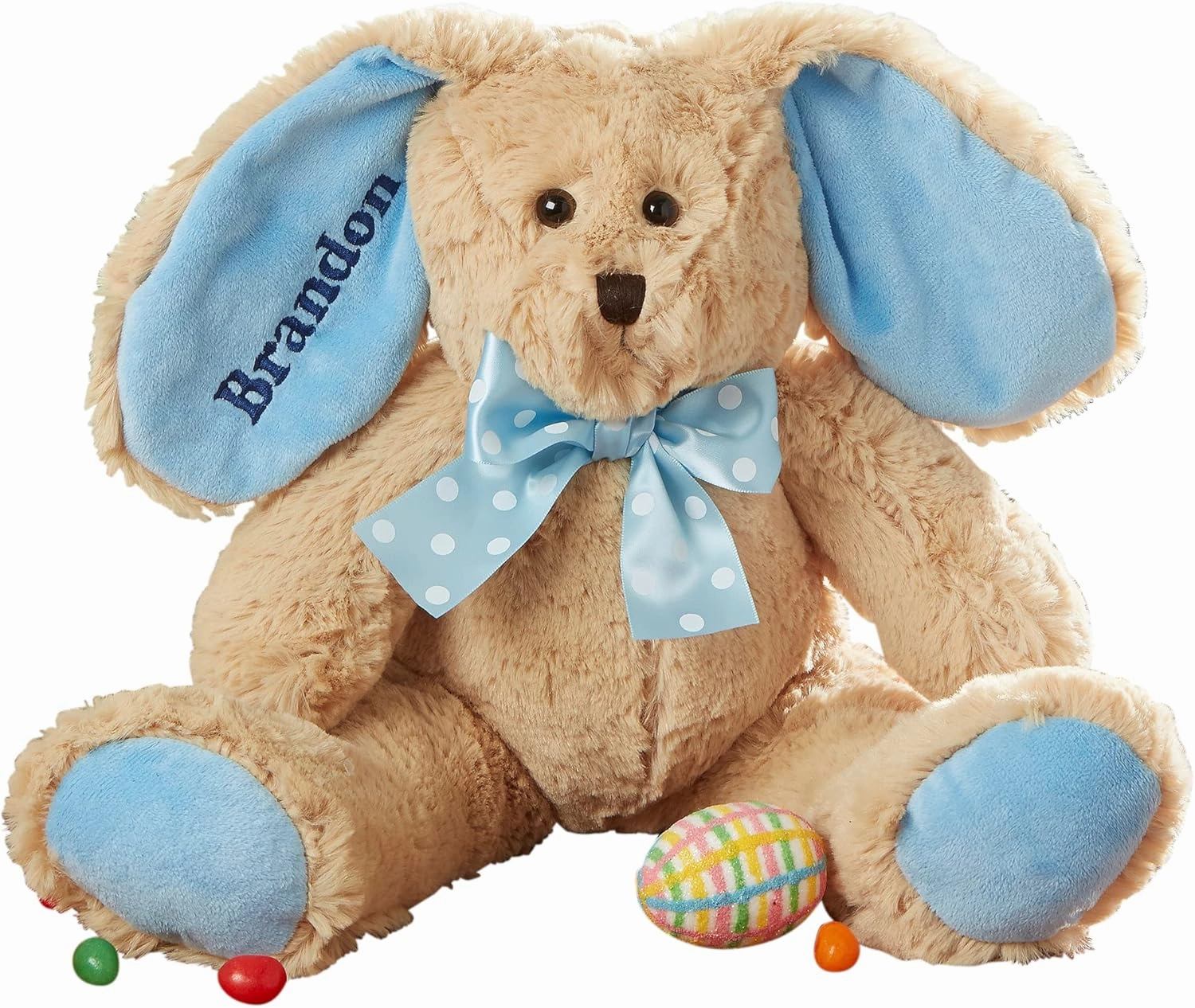 Personalization Universe Plush Some-Bunny Special Personalized Easter Bunny, Custom Stuffed Animal with Embroidered Name - Easter Basket Stuffer, Baby Gifts & Nursery Decor, Boys and Girls - Blue