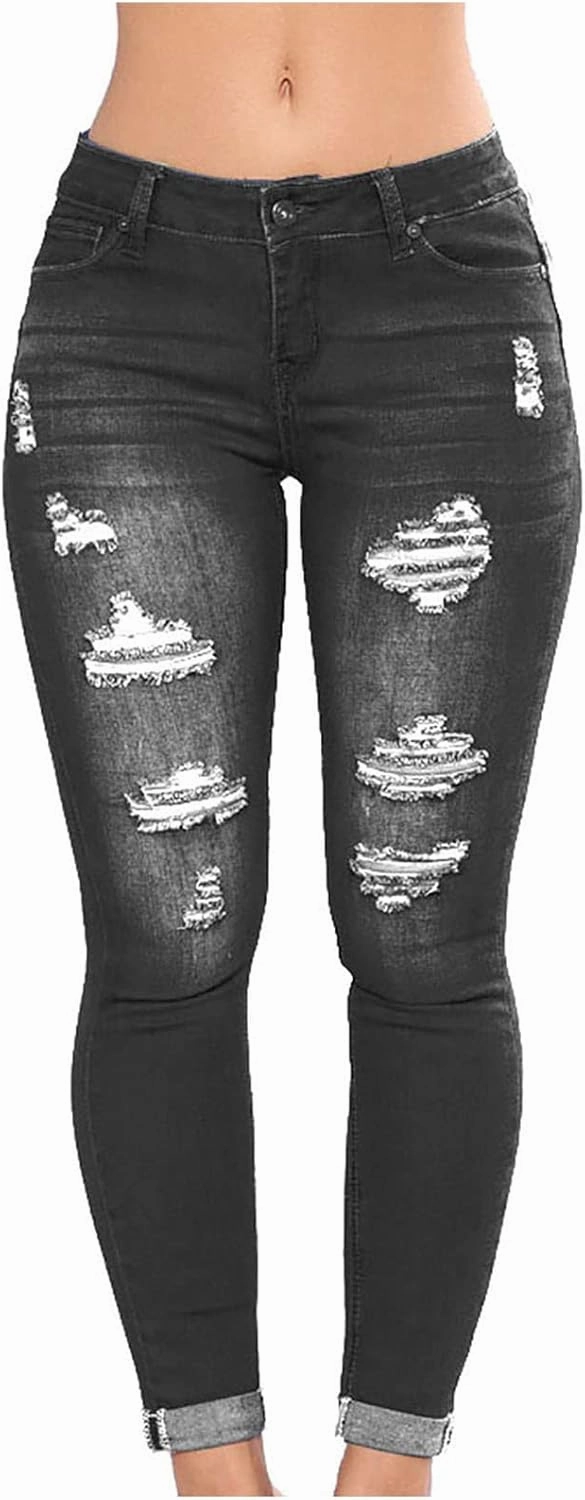 Petite Jeans for Women Ripped Jeans Curvy Slim Fit Butt Lifting Denim Skinny Jeans Skinny Stretchy Denim Pants