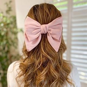 Pink Satin Hair Bow Pink Hair Clip