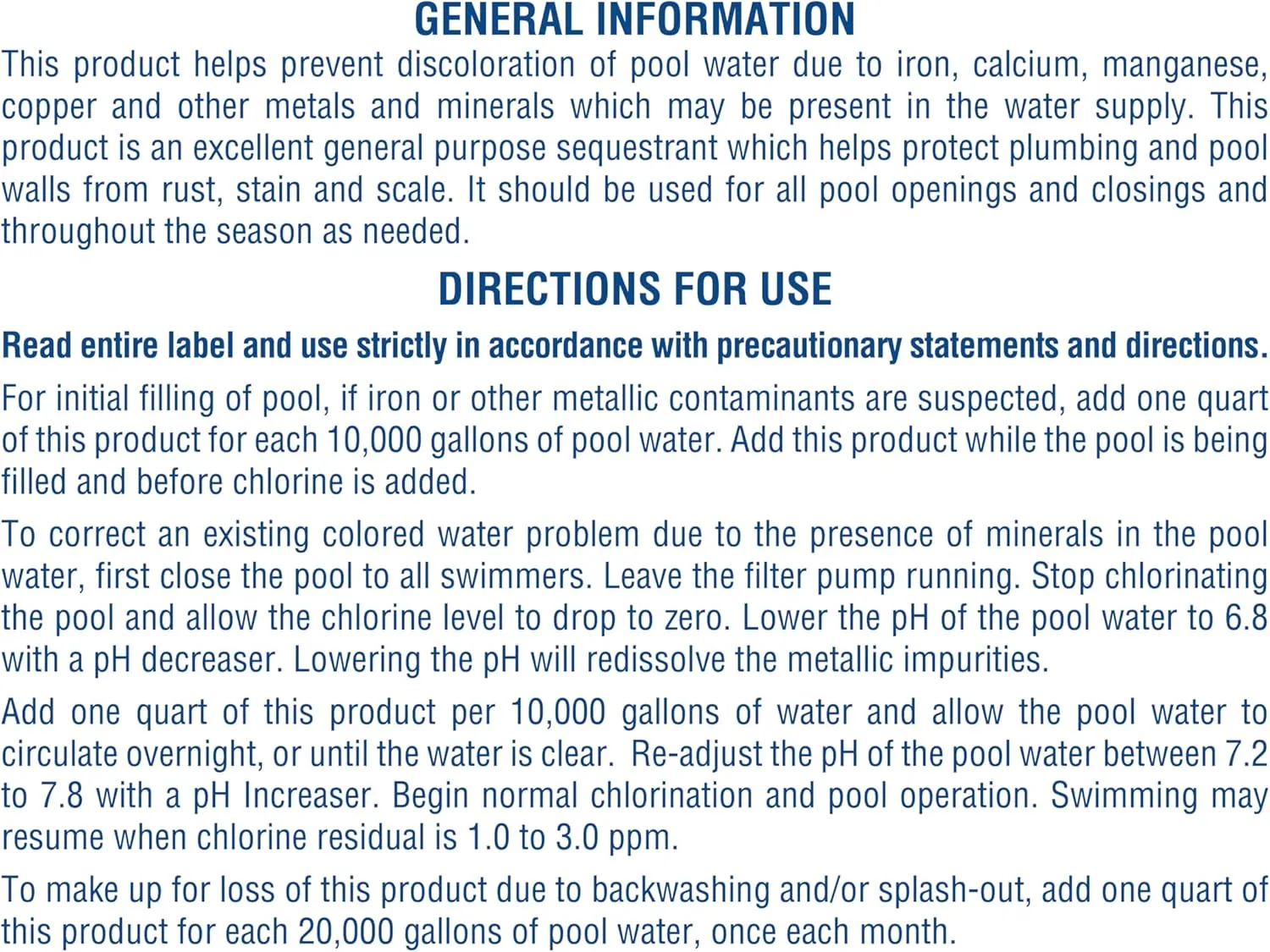 Pool Mate 1-Quart 4-Pack Concentrated Metal Out Stain and Mineral Inhibitor, Pool Metal Remover, Stain Remover, Made in USA
